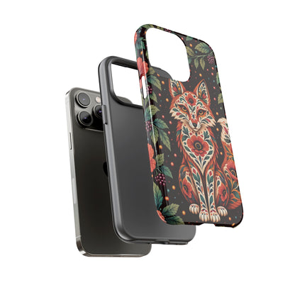 Vibrant Terracotta and Teal Calavera Fox Phone Case - Multicolor Phone Case
