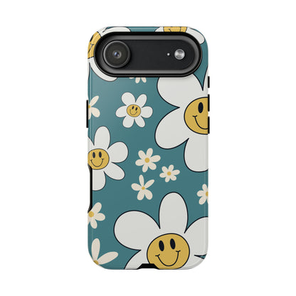 Fun Retro Daisy Pattern with Light Blue Background Phone Case - Blue Phone Case - iPhone 17 Air / Glossy