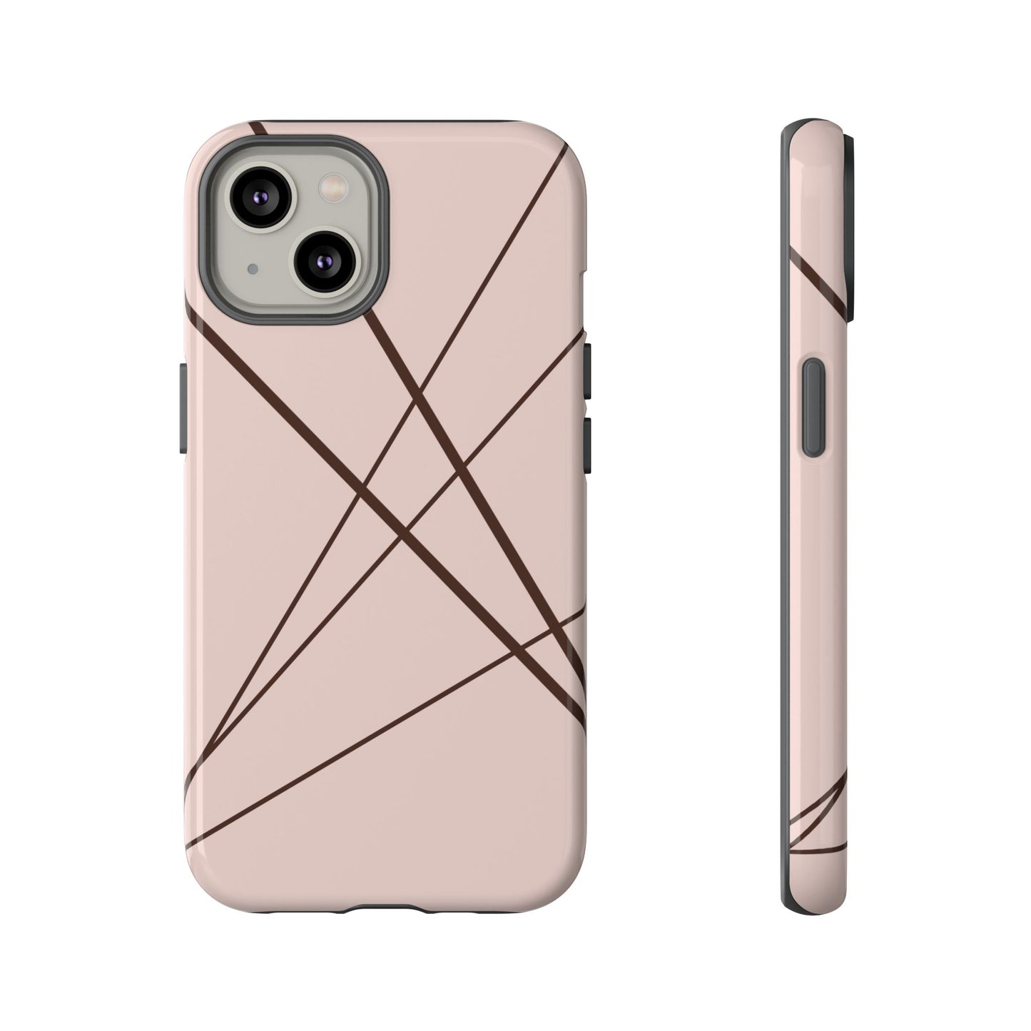 Abstract Pink with Brown Lines Phone Case - Pink Phone Case - iPhone 14 / Glossy