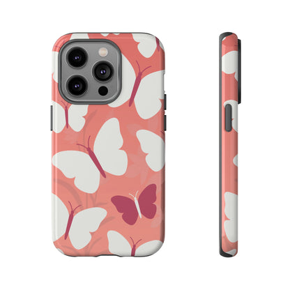 Minimalist Pink Butterfly Pattern Phone Case - Pink Phone Case - iPhone 14 Pro / Glossy