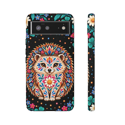 Vibrant Orange and Turquoise Calavera Hedgehog Phone Case - Multicolor Phone Case - Google Pixel 6 / Glossy