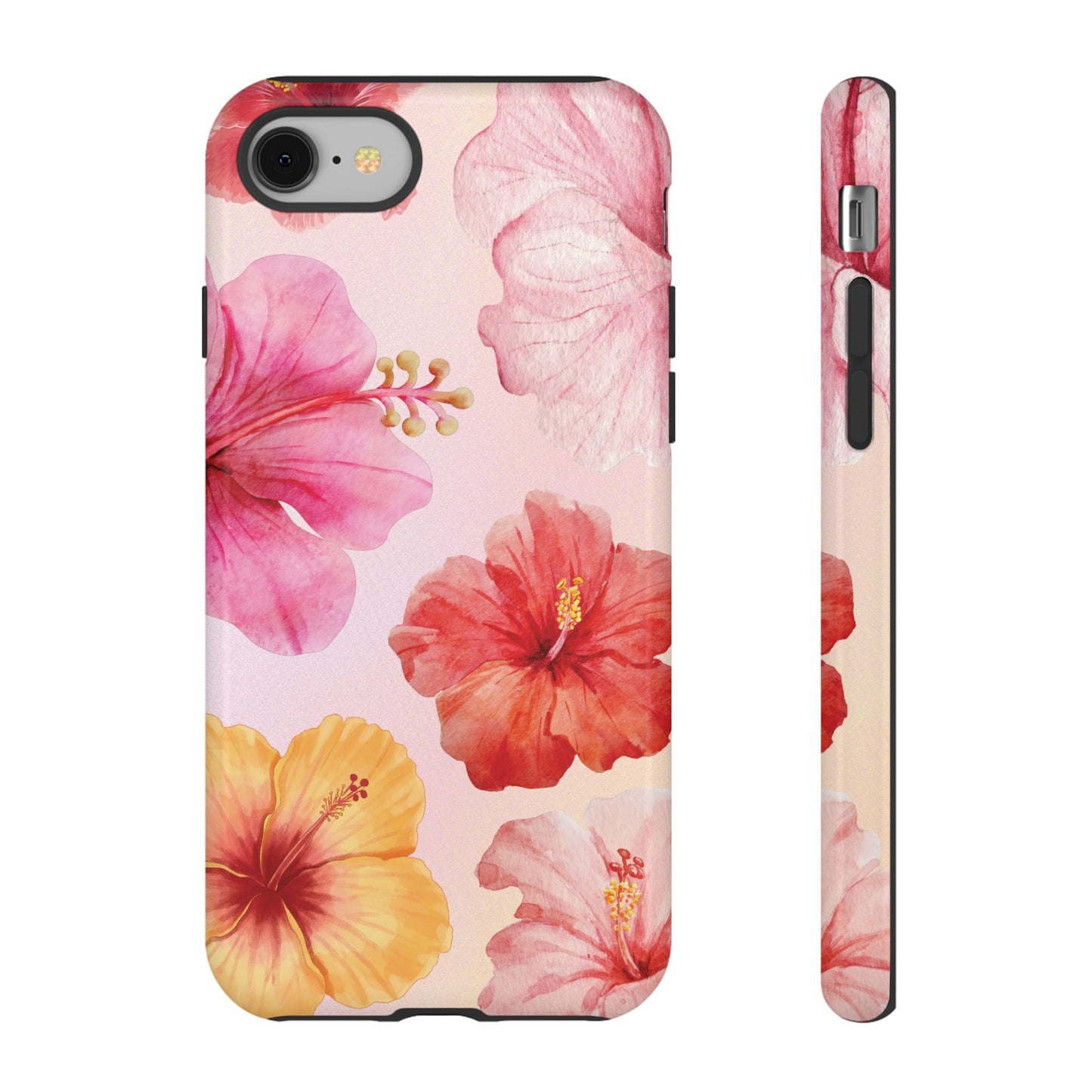 iPhone 8 / Glossy Phone Case - ’Pink Hibiscus Pattern #1’ Phone Case
