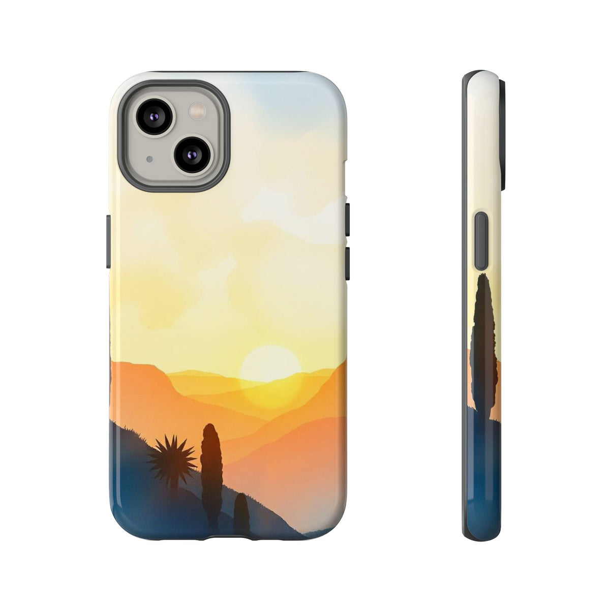 Watercolour Sunset Design Phone Case - Multicolor Phone Case - iPhone 14 / Glossy