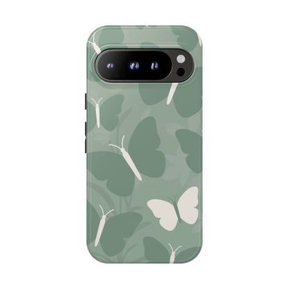 Minimalist Mint Green Butterfly Pattern Phone Case - Green Phone Case - Google Pixel 9 Pro / Glossy