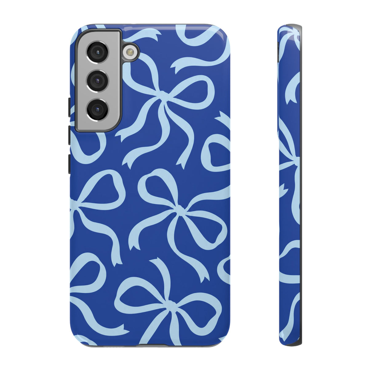 Bold Cobalt Blue and Powder Blue Bow Pattern Phone Case