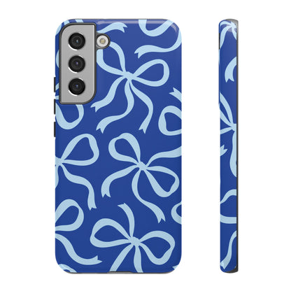 Bold Cobalt Blue and Powder Blue Bow Pattern Phone Case