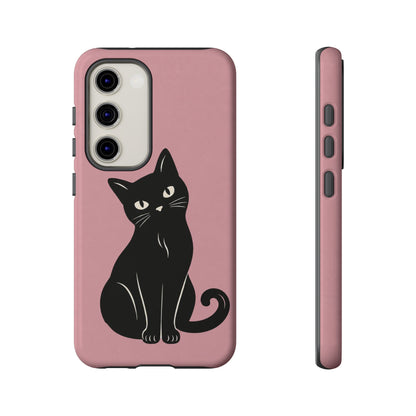 Minimalist Blush Pink & Black Cat Phone Case