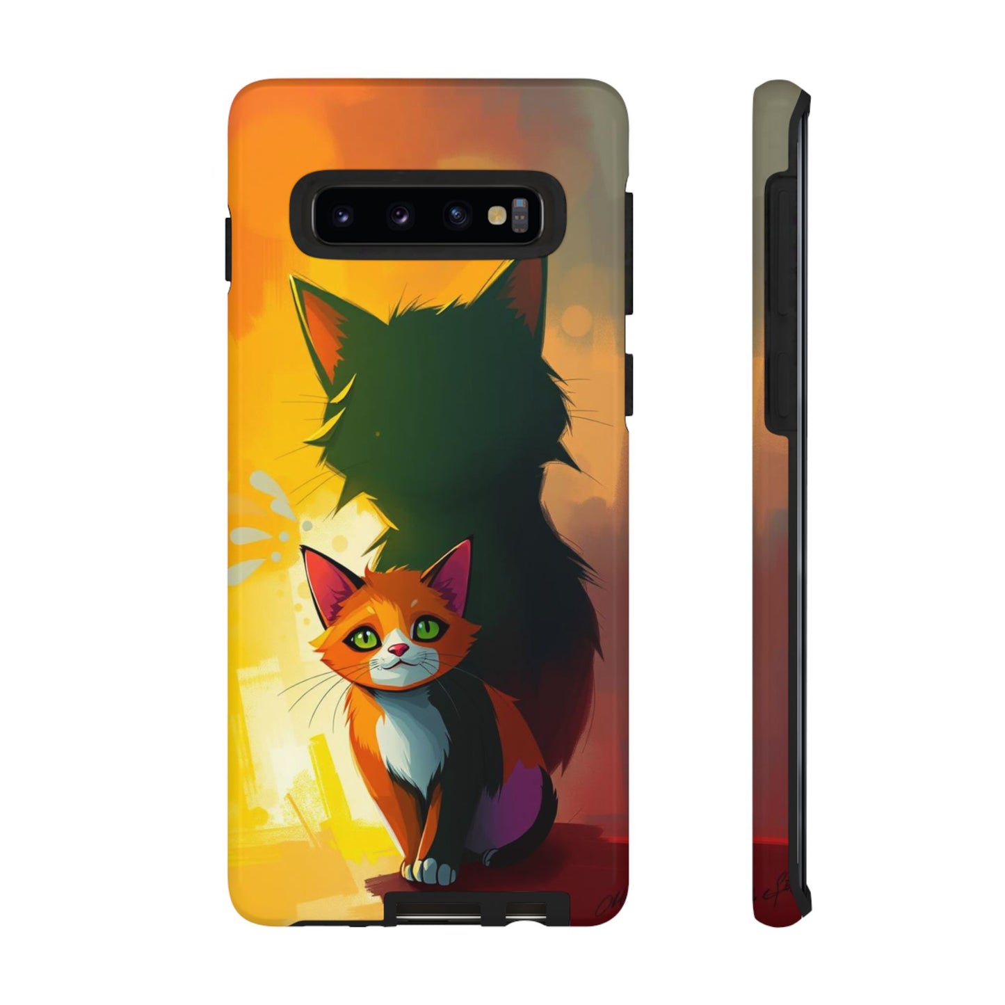 Samsung Galaxy S10 / Glossy Phone Case - Acrylic Style Shadow Cat Design Phone Case