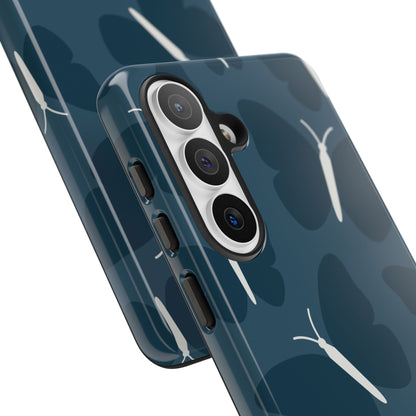 Minimalist Dark Blue Butterfly Pattern Phone Case - Blue Phone Case