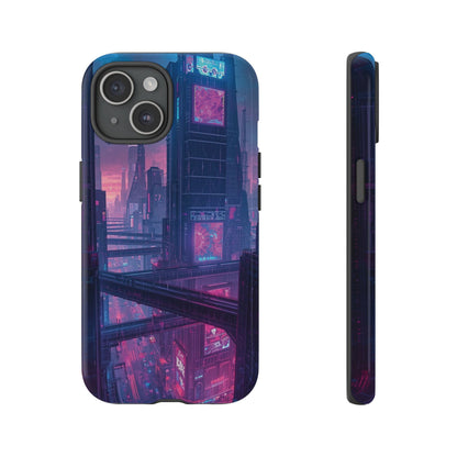 Neon Cyberpunk Megacity Sci-fi Phone Case - Blue Phone Case - iPhone 15 / Glossy