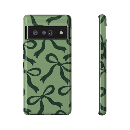 Bold Sage Green and Forest Green Bow Pattern Phone Case - Green Phone Case - Google Pixel 6 Pro / Glossy