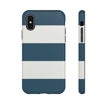 iPhone XS / Glossy Phone Case - Blue & White Horizontal Stripe Pattern Phone Case