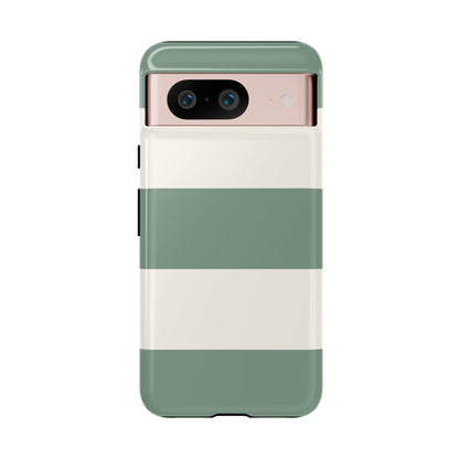 Green & White Horizontal Stripe Pattern Phone Case - Green Phone Case - Google Pixel 8 / Glossy