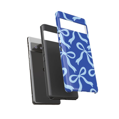 Bold Cobalt Blue and Powder Blue Bow Pattern Phone Case - Blue Phone Case