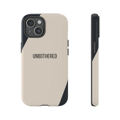 iPhone 15 / Glossy Phone Case - Sassy Statement Case ’Unbothered’ in Beige & Charcoal