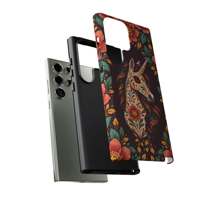 Elegant Terracotta and Teal Calavera Unicorn Phone Case - Phone Case