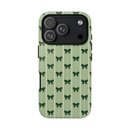 Retro Forest Green Bow Pattern Phone Case