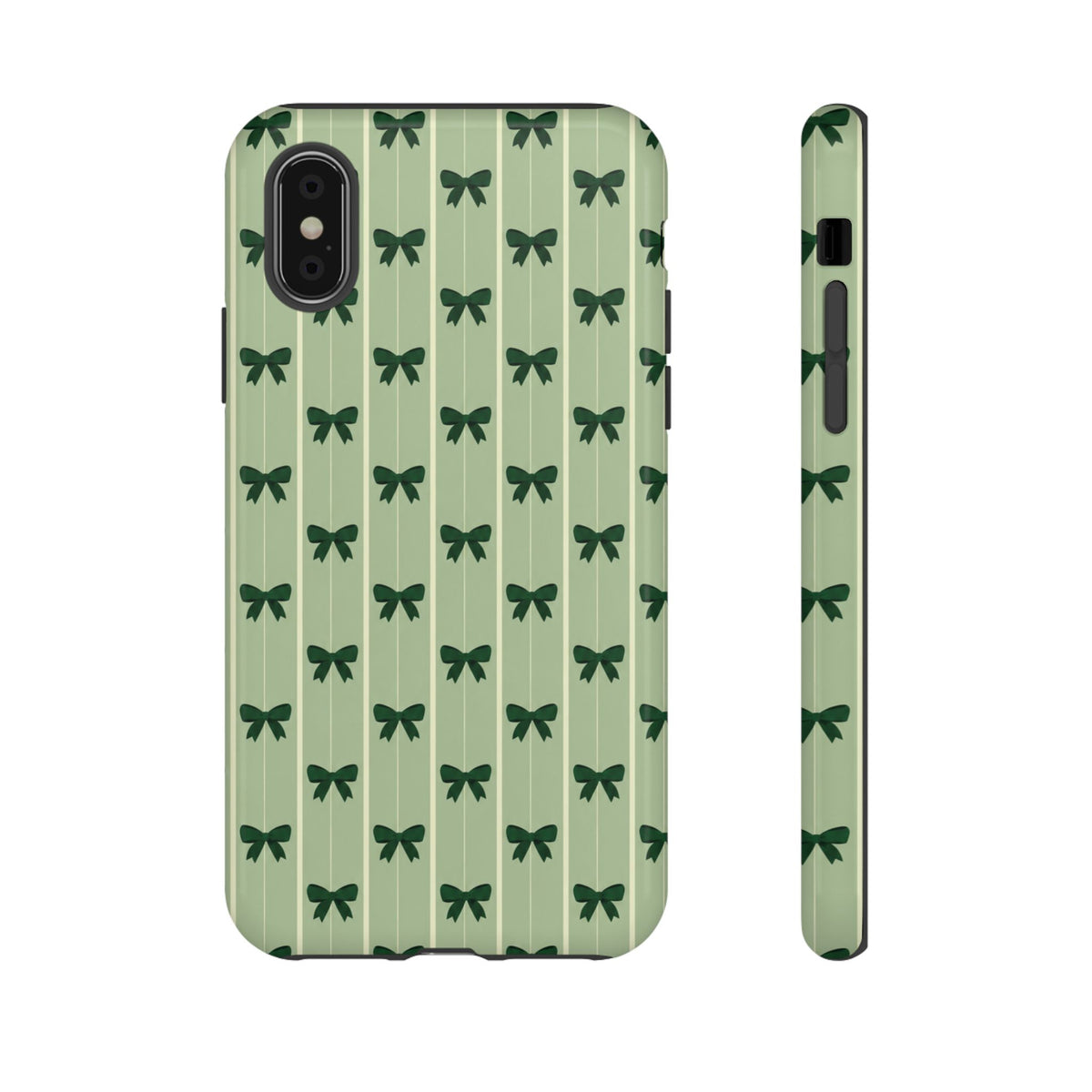 Retro Forest Green Bow Pattern Phone Case