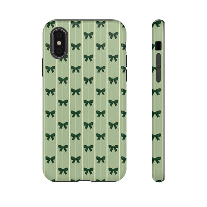 Retro Forest Green Bow Pattern Phone Case