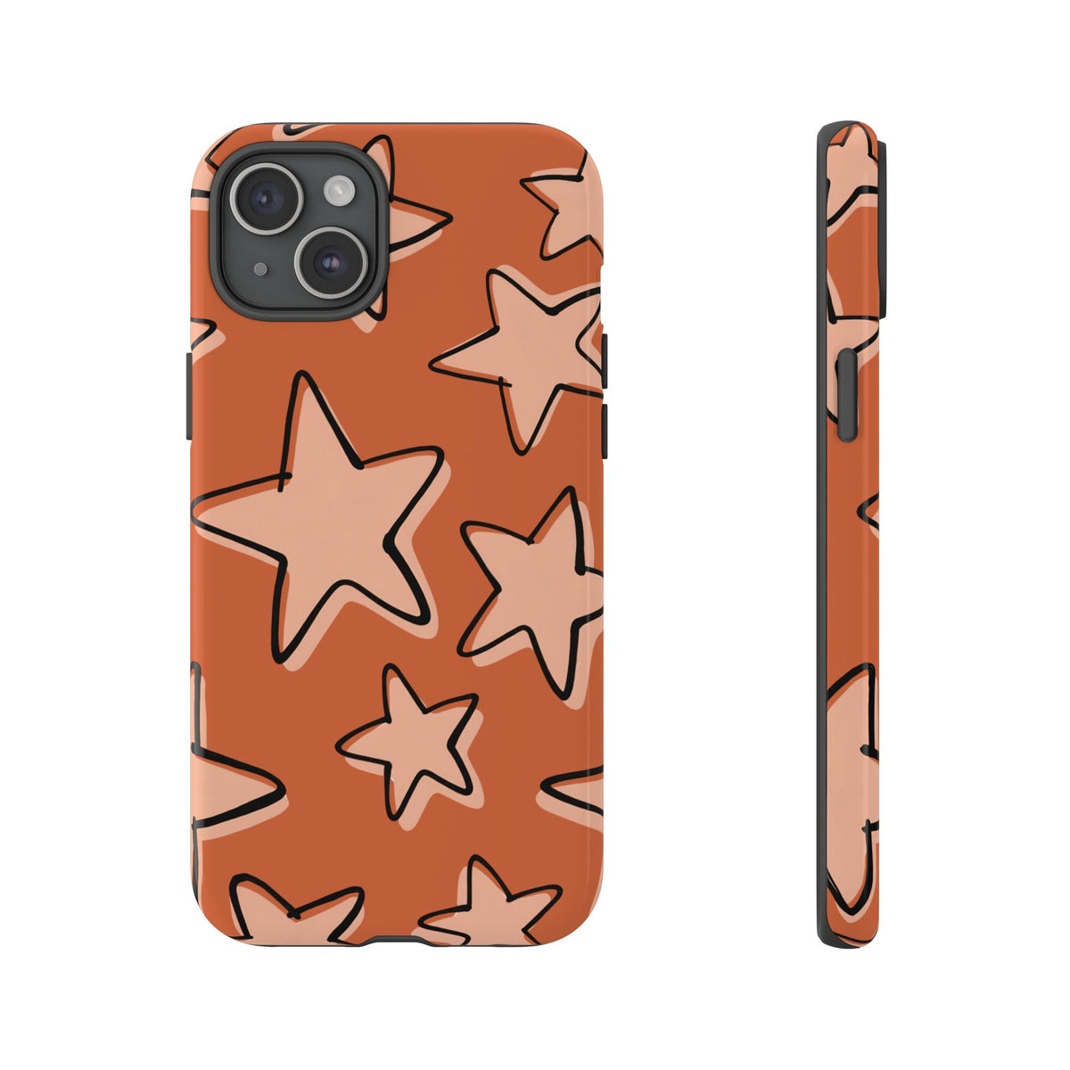Burnt Orange Doodle Star Phone Case