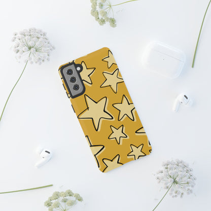 Golden Yellow Doodle Star Phone Case