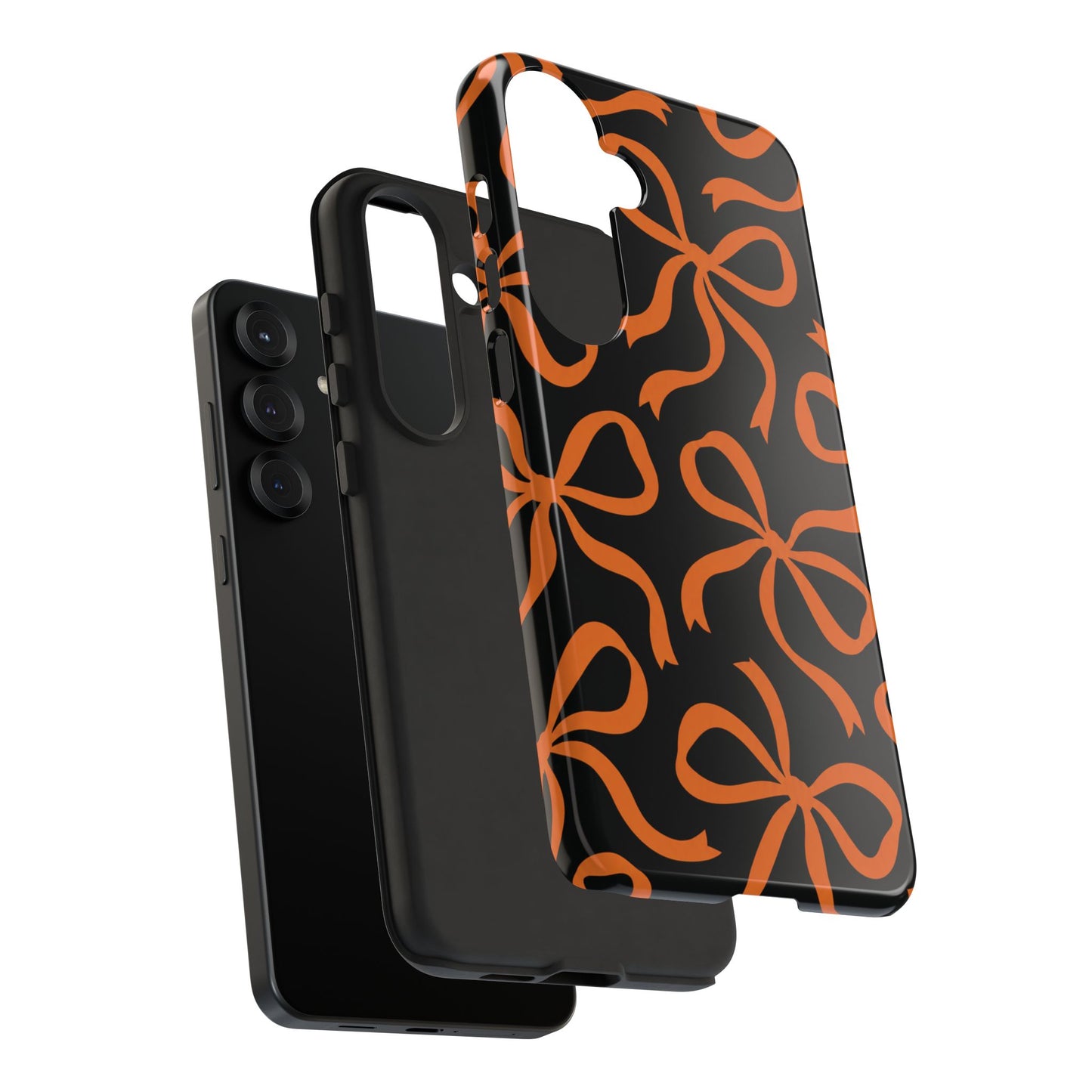 Bold Black and Burnt Orange Bow Pattern Phone Case