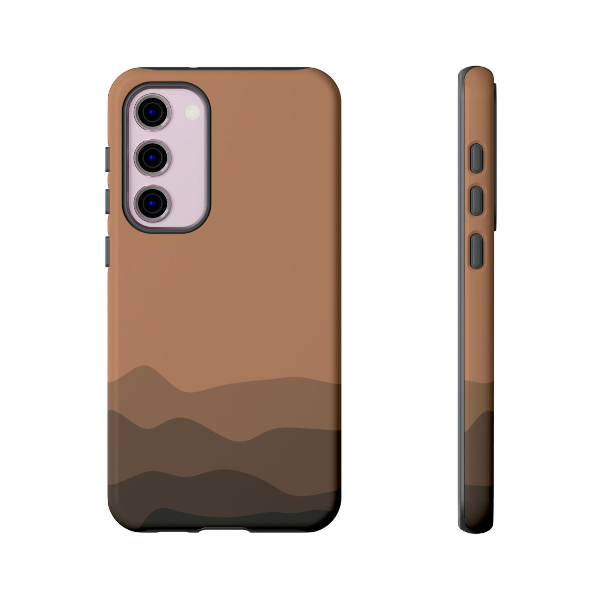 Brown Abstract Waves Protective Phone Case - Brown Phone Case - Samsung Galaxy S23 Plus / Glossy