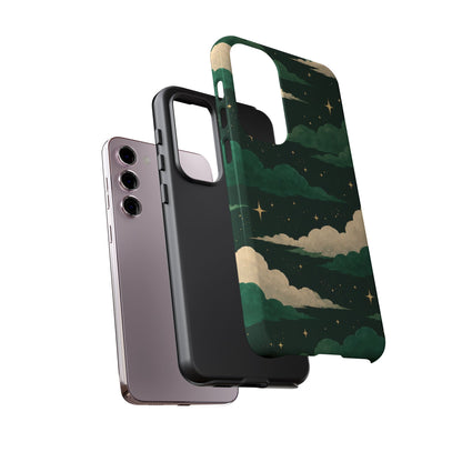 Illustrated Emerald Green Clouds & Stars Phone Case
