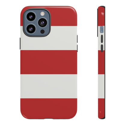 iPhone 13 Pro Max / Glossy Phone Case - Red & White Horizontal Stripe Pattern Phone Case