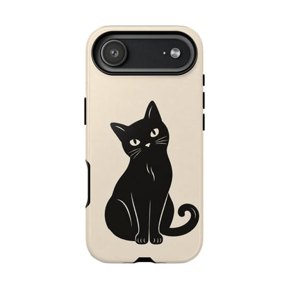 Minimalist Cream & Black Cat Phone Case