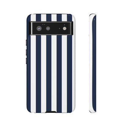 Google Pixel 6 / Glossy Phone Case - Simple Dark Blue & White Stripe Pattern Phone Case
