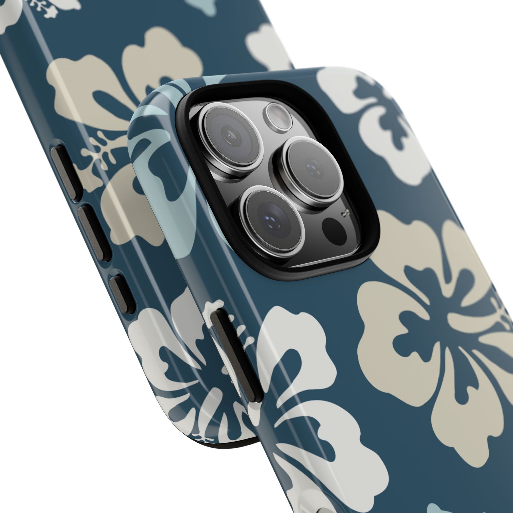 Phone Case - ’Blue Hibiscus Retro Pattern #1’ Phone Case