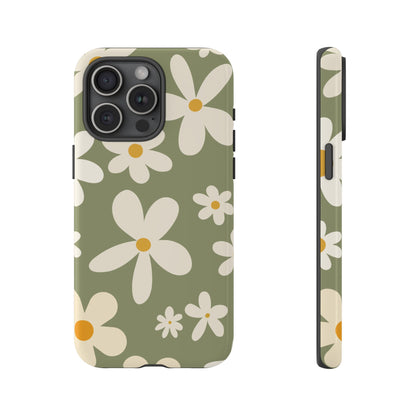 Chic Green Daisy Pattern Phone Case - Green Phone Case - iPhone 15 Pro Max / Glossy