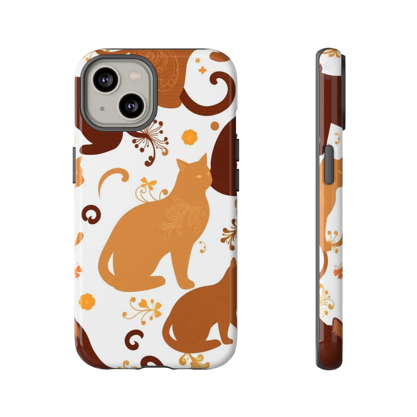 iPhone 14 / Glossy Phone Case - Abstract Cat Pattern Phone Case