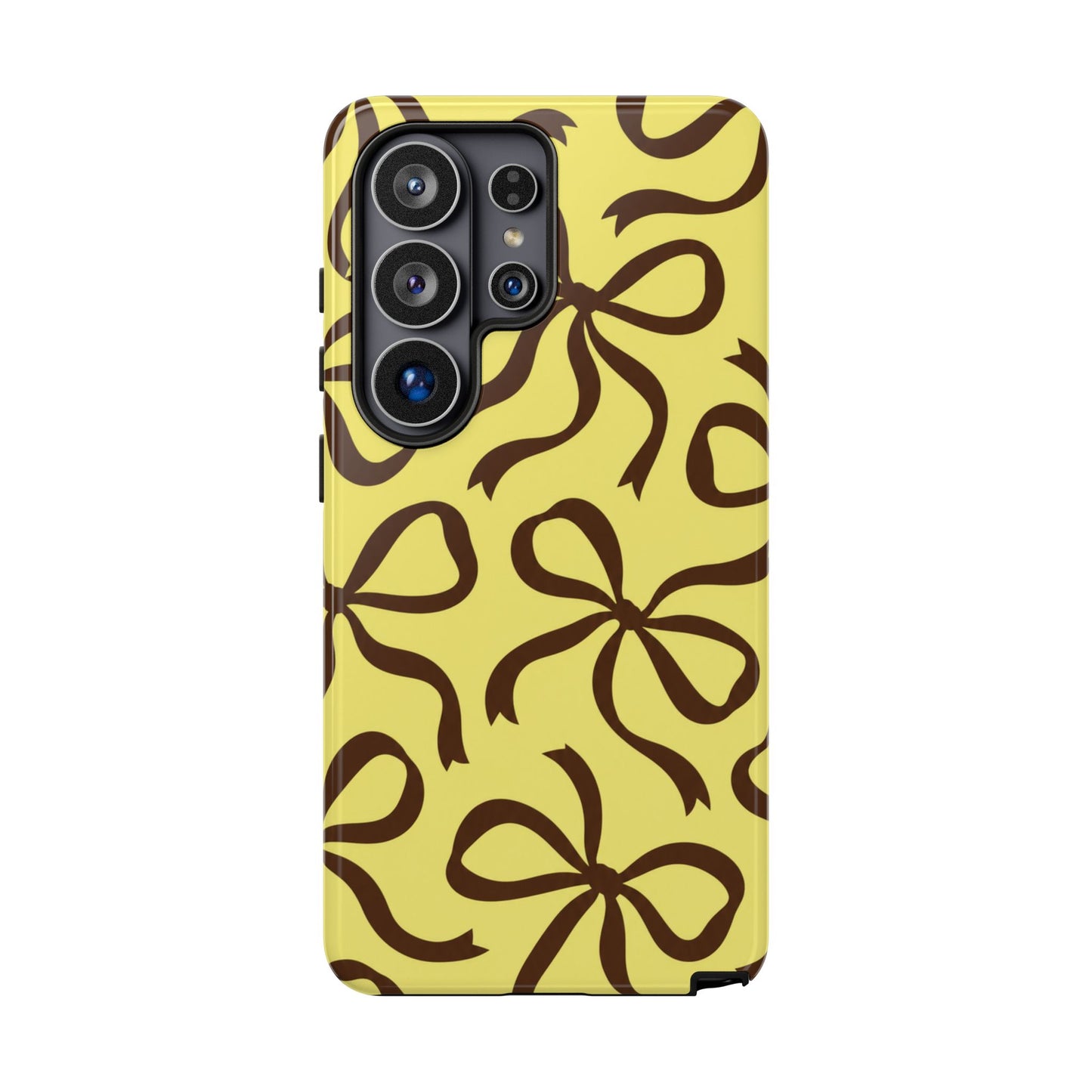 Bold Butter Yellow and Chocolate Brown Bow Pattern Phone Case
