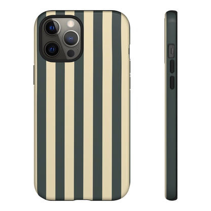 iPhone 12 Pro Max / Glossy Phone Case - ’Green & Beige Stripe Pattern’ Phone Case