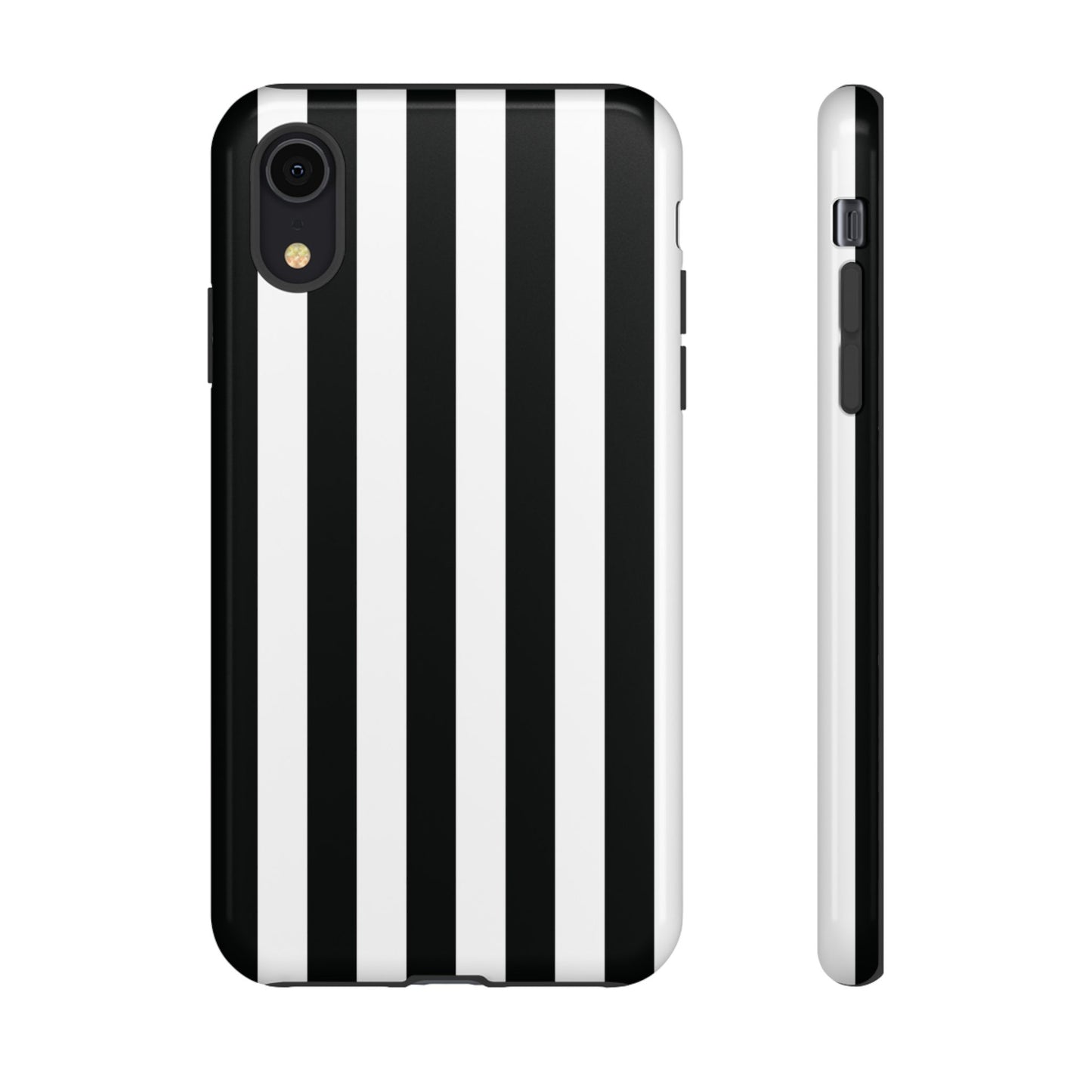iPhone XR / Glossy Phone Case - Simple Black & White Stripe Pattern Phone Case