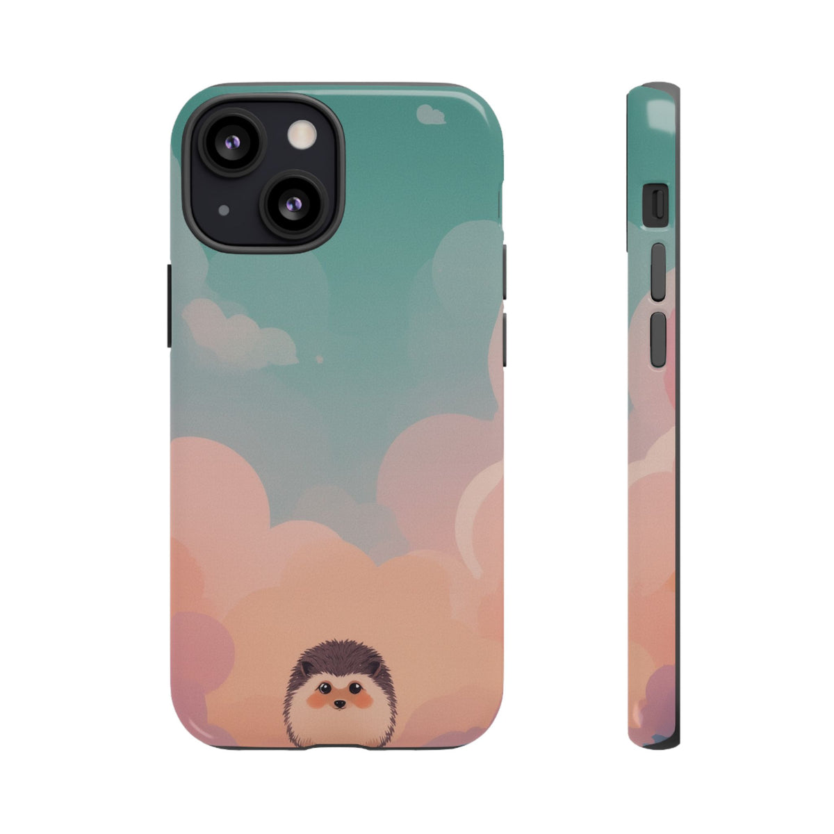 Cute Hedgehog & Cloud Design Phone Case - Multicolor Phone Case - iPhone 13 Mini / Glossy