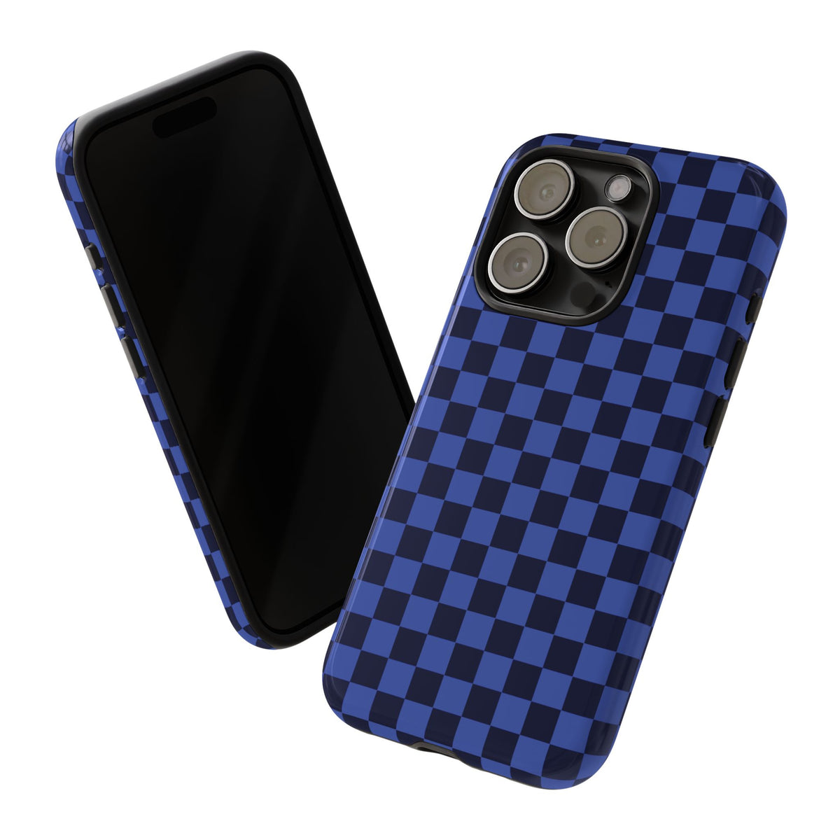 Bold Blue Small Checked Pattern Phone Case - Blue Phone Case