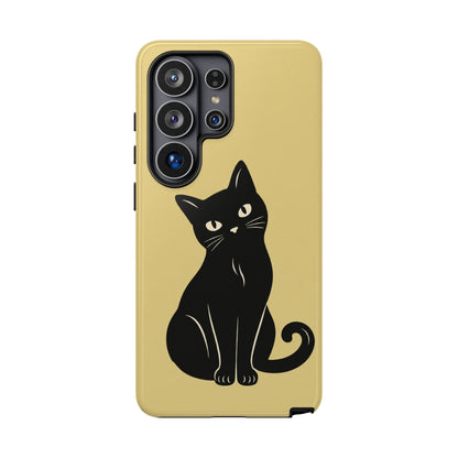 Minimalist Butter Yellow & Black Cat Phone Case