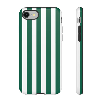 iPhone 8 / Glossy Phone Case - Simple Green & White Stripe Pattern Phone Case