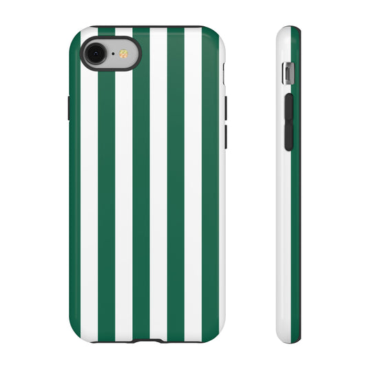 iPhone 8 / Glossy Phone Case - Simple Green & White Stripe Pattern Phone Case