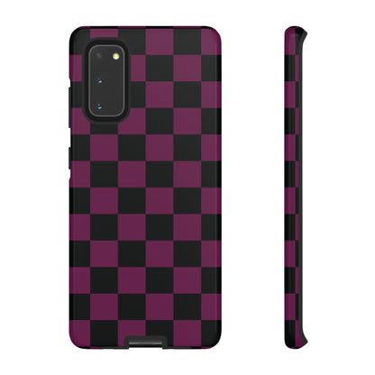Trendy Plum & Black Checked Pattern Phone Case - Purple Phone Case - Samsung Galaxy S20 / Glossy