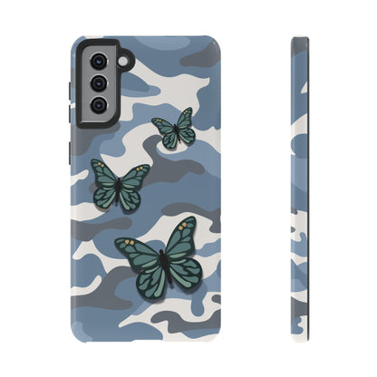Samsung Galaxy S21 Plus / Glossy Phone Case - Light Blue Butterfly Camo Phone Case