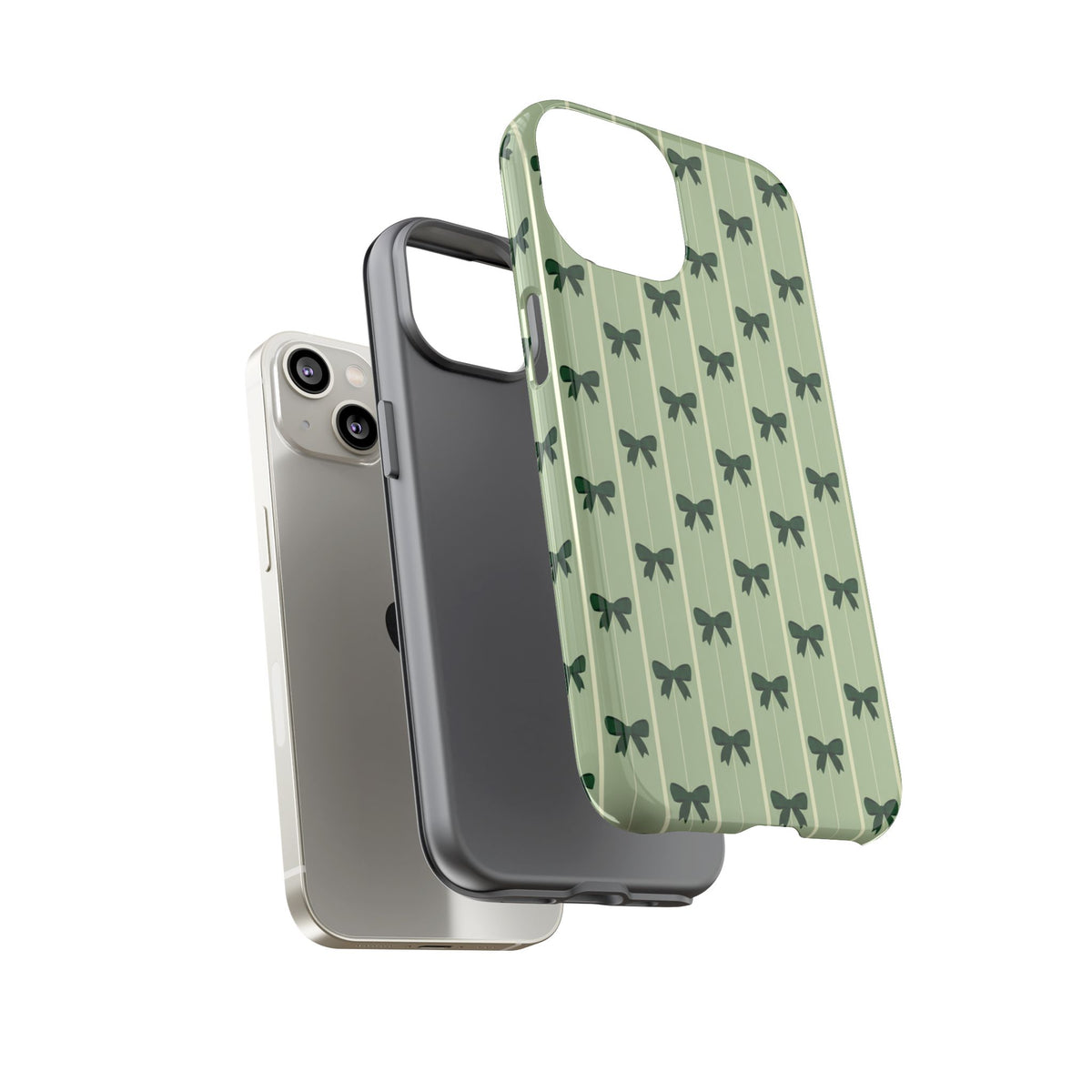 Retro Forest Green Bow Pattern Phone Case