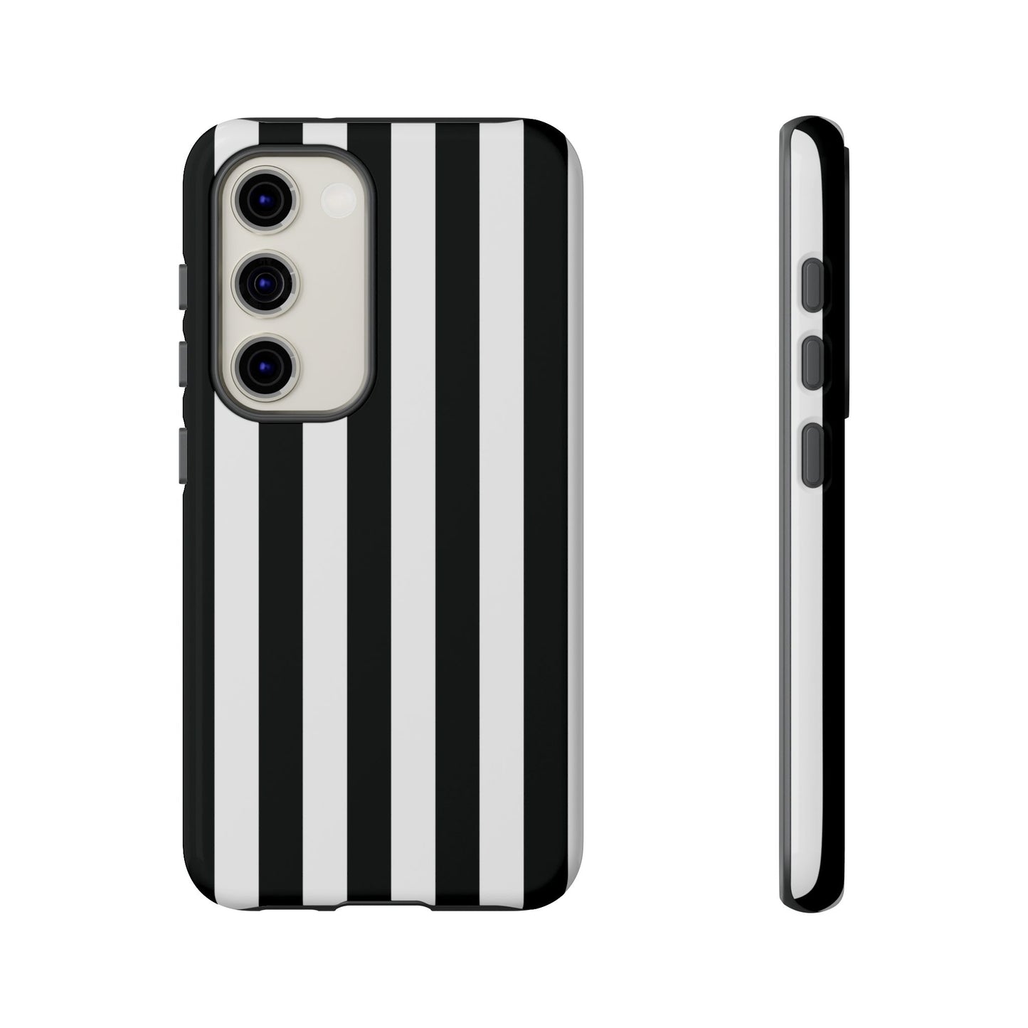 Samsung Galaxy S23 / Glossy Phone Case - Simple Black & White Stripe Pattern Phone Case