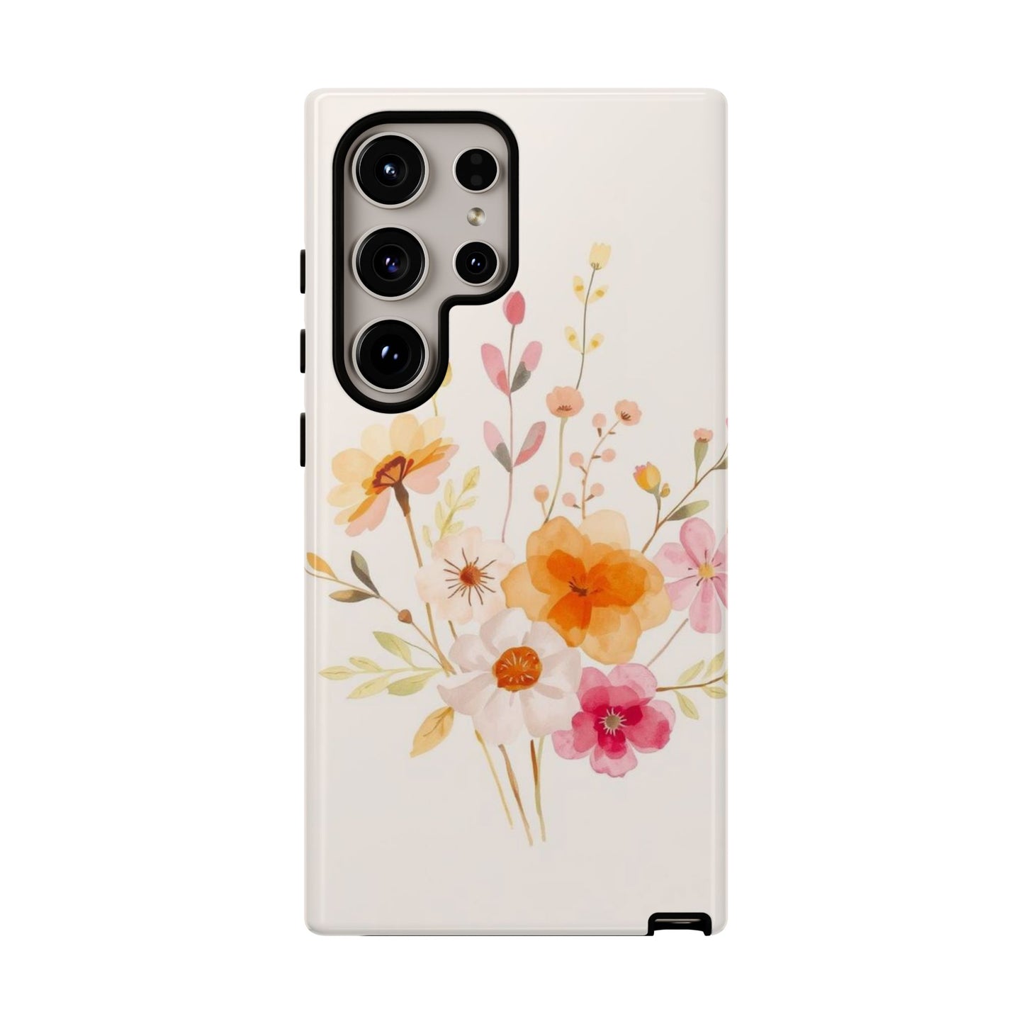 Samsung Galaxy S24 Ultra / Glossy Phone Case - Boho Chic Watercolour Flower Pattern Phone Case