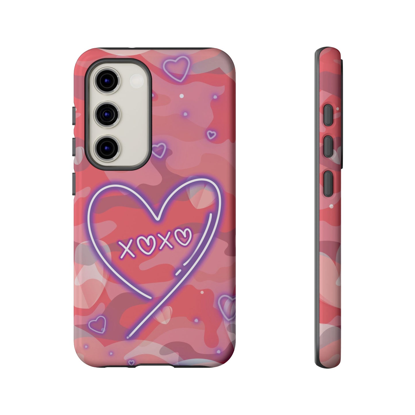 Love Heart Neon Camo Phone Case - Pink Phone Case - Samsung Galaxy S23 / Glossy