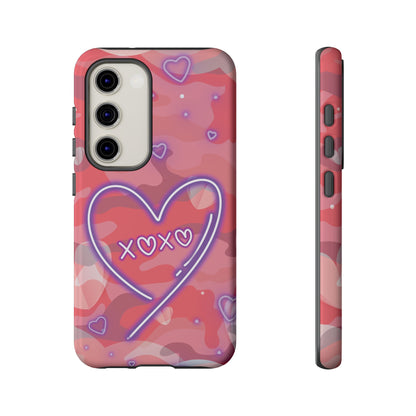 Love Heart Neon Camo Phone Case - Pink Phone Case - Samsung Galaxy S23 / Glossy