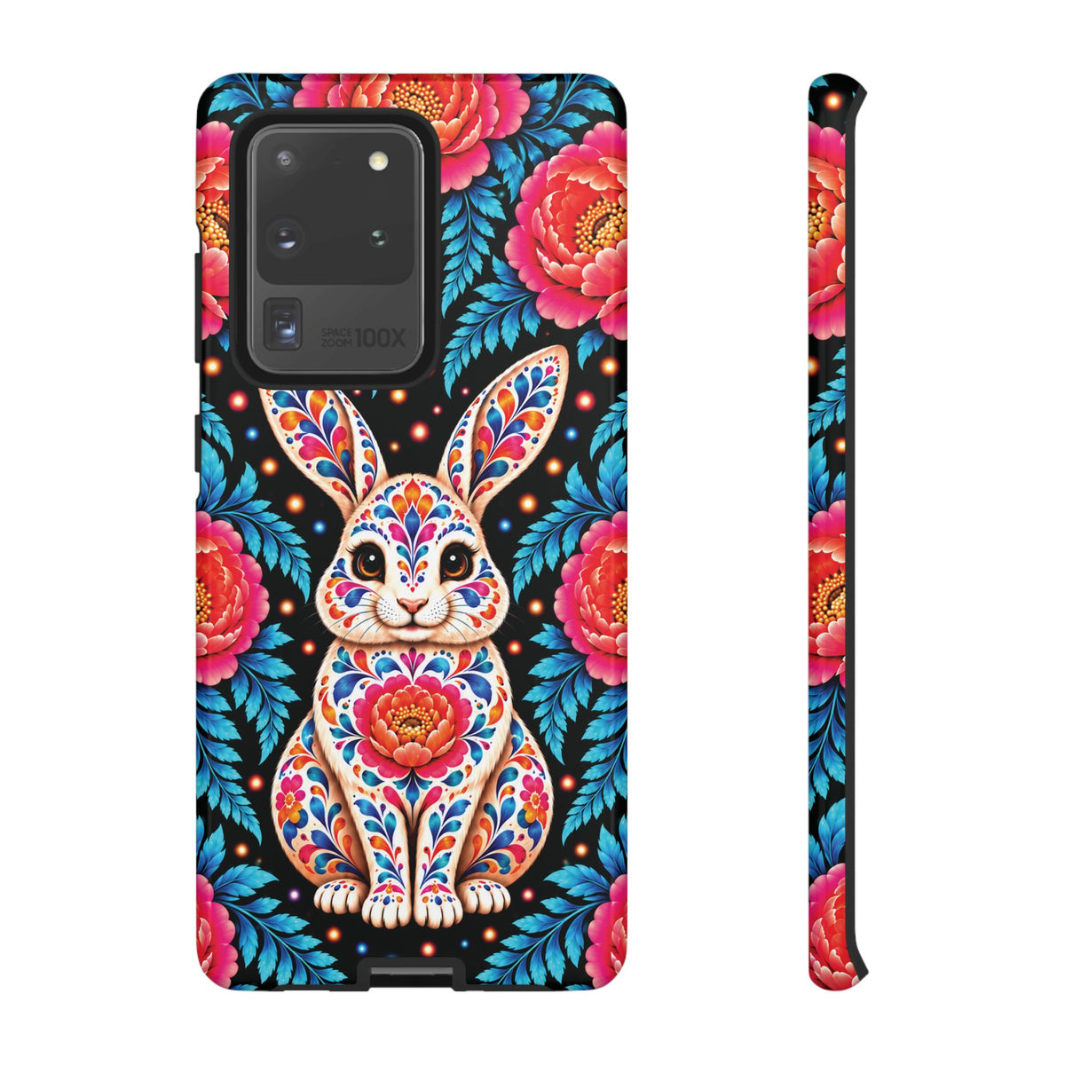 Cute Pink and Turquoise Calavera Bunny Phone Case - Multicolor Phone Case - Samsung Galaxy S20 Ultra / Glossy